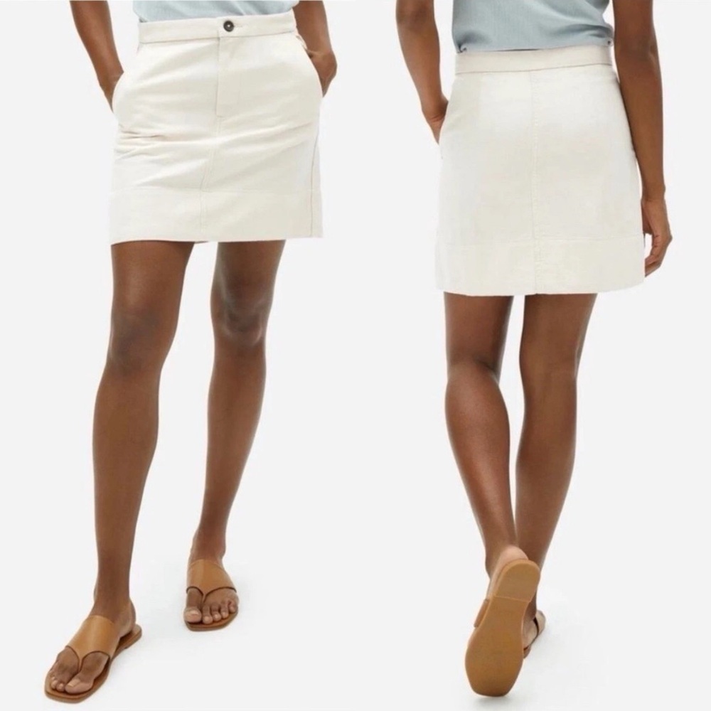 NEW Everlane The Canvas Stamp Skirt Bone Classic Preppy Mini Size 6 Y2K Western